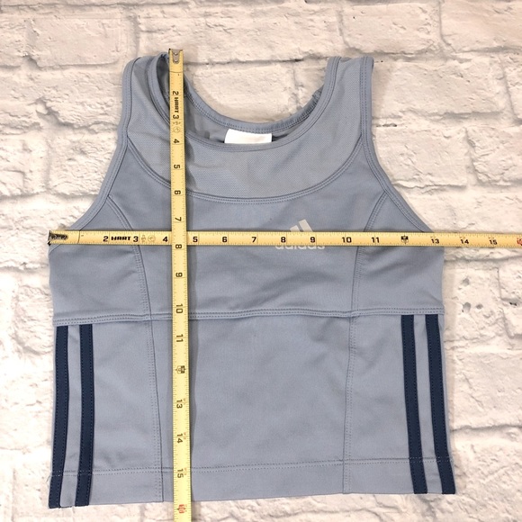 Adidas Racerback sports bra Size Small Light blue Stretchy Lined no padded cups - Picture 7 of 10